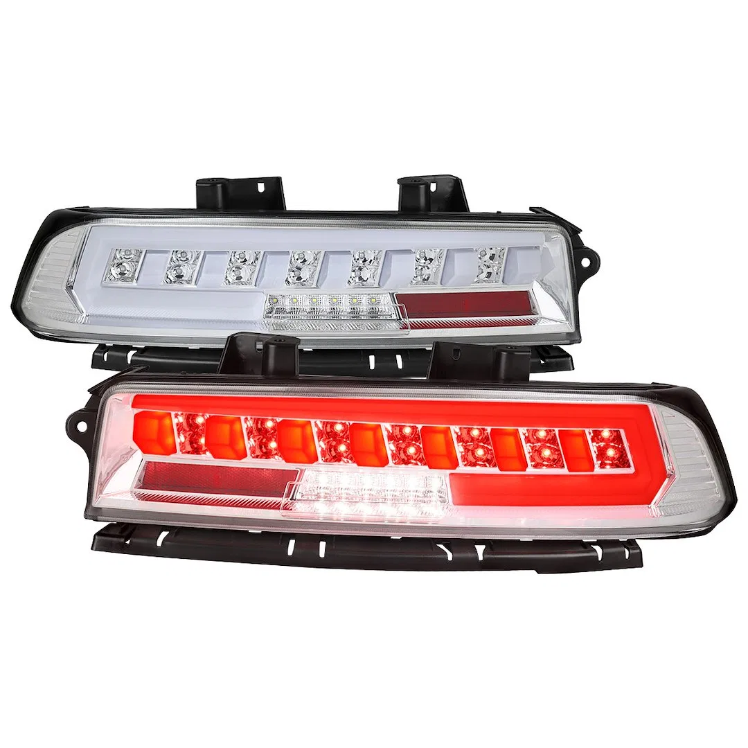 LT-CMR14CLED-SQ-TM – SPEC-D TUNIN Tail Light Assembly, Clear Lens With Reflex Reflector Chrome ABS Plastic Housing LE...